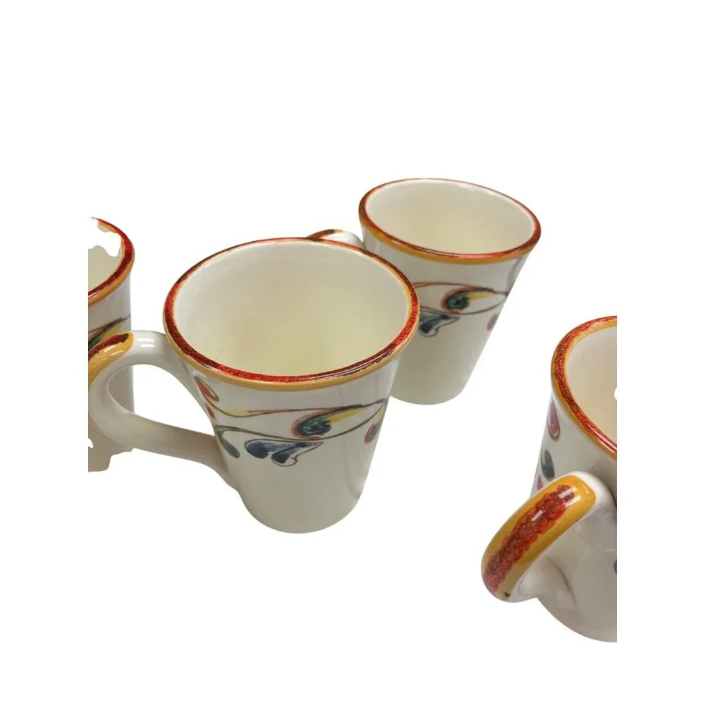 Sur La Table Italian handcrafted multi color ceramic 5 piece mug set SKU 9940